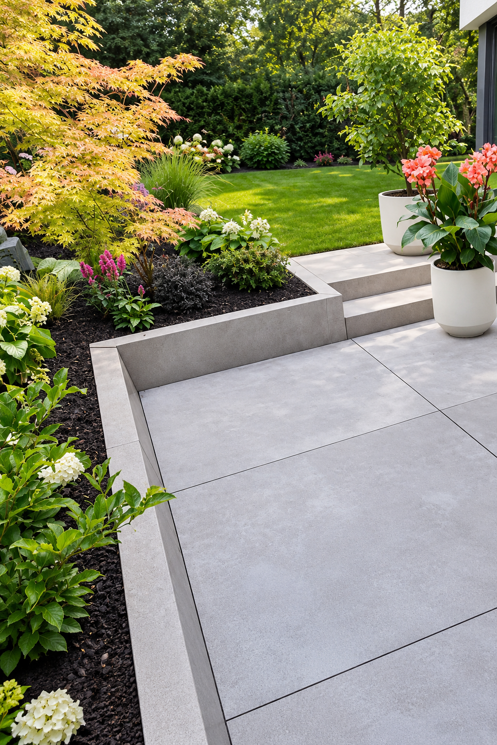 Gepflegter Garten mit moderner Terrasse